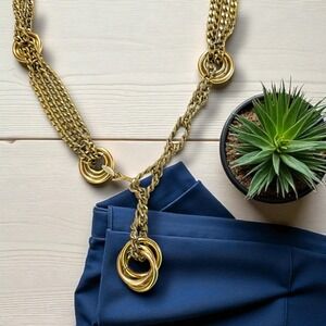 Vintage Gold Tone Adjustable Metal Fashion Belt‎ 30-34in Waist